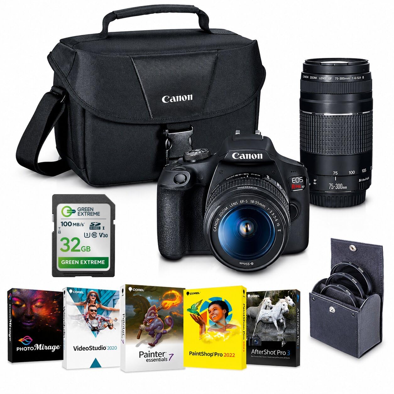 Canon EOS Rebel T7 DSLR Camera with 2 Lens EF-S 18-55mm + EF 75-300mm Lens, Bundle with 32GB Card, Filter Kit, PC Software Package, 1-Year Limited Warranty-image-9
