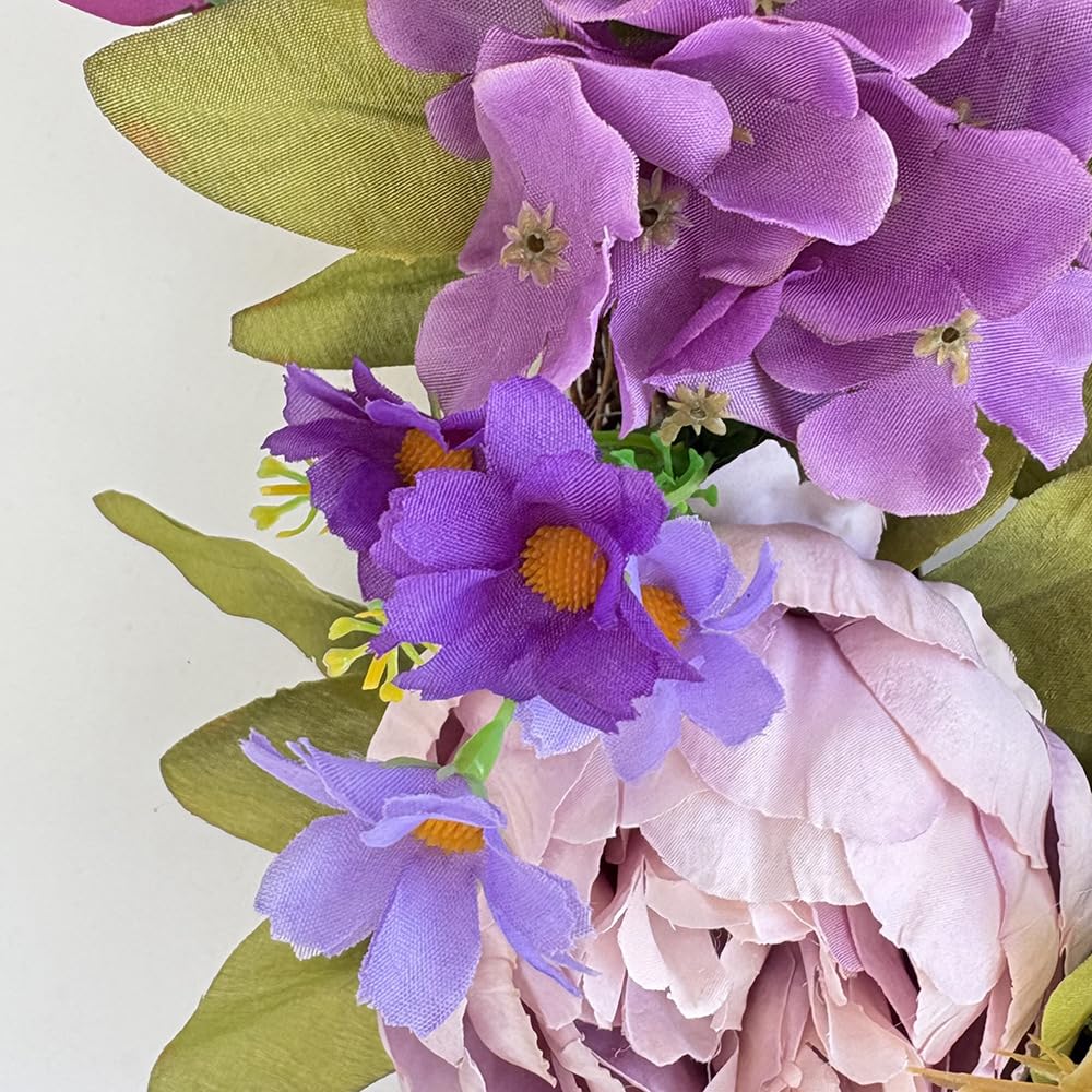 Pfingstrosen-Rosenkranz – 40,6 cm, handgefertigt, Vintage-Kunstblumen-Girlande für Frühling und Sommer, Violett