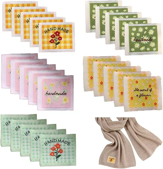 Étiquettes Couture Faites Main en Cuir PU - 20 PCS Relief pour Tricot et Crochet