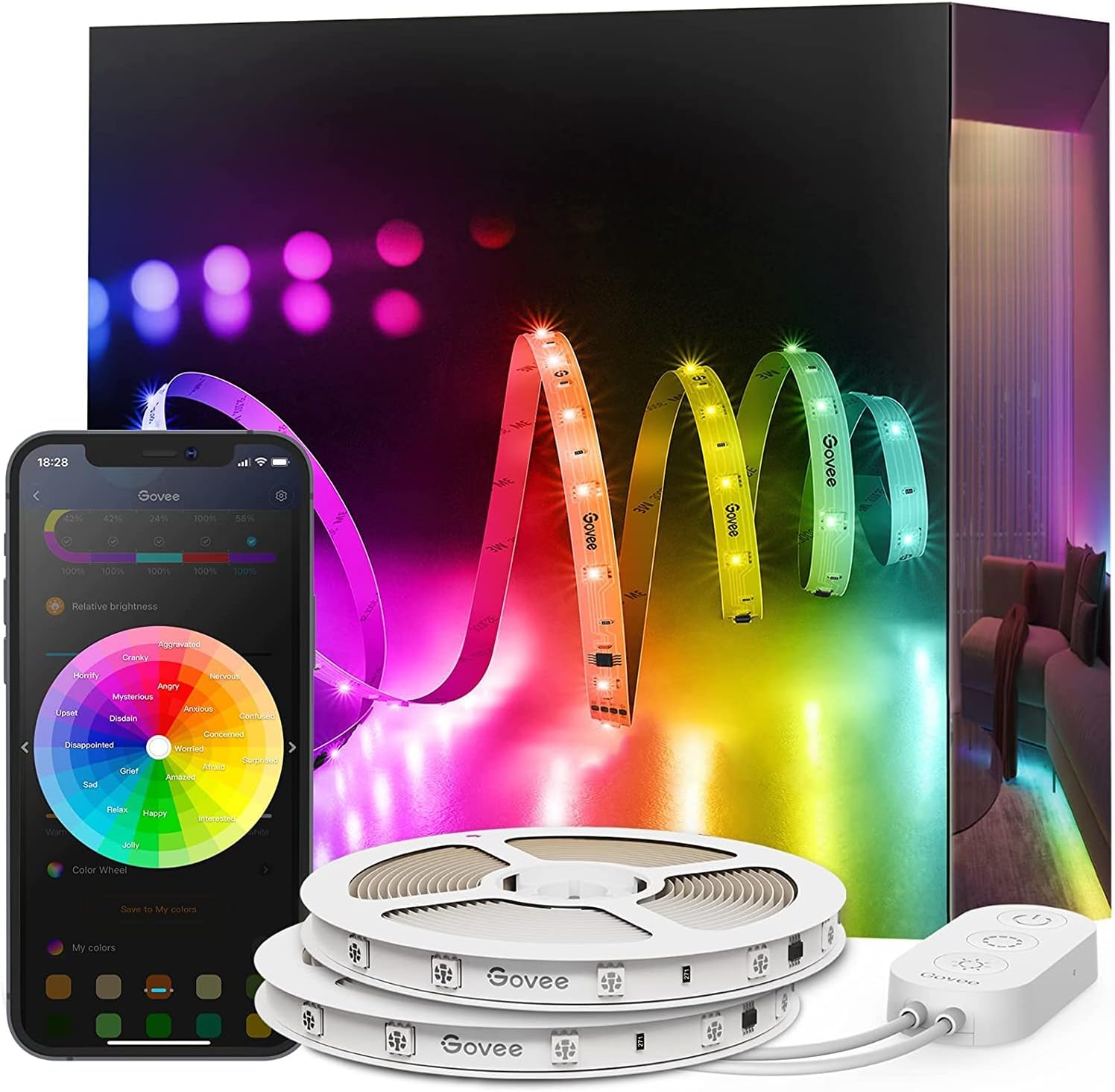 Govee 30m RGBIC LED Strip Lights, Smart LED Lights Work with Alexa and Google Assistant, App Control Segmented DIY Colour Changing, 2 Rolls of 15m LED Strips, WiFi LED Strip for Bedroom
