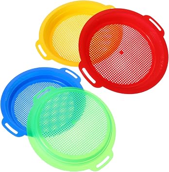 ULTECHNOVO 4Pcs Garden Sieves Portable Soil Sifters Mesh Screens for Compost Soil Filtering Hand Tools for Gardening and Beach Sand 9.84In