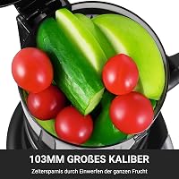 AMZCHEF Slow Juicer 103 mm Széles Adagolónyílással - 250W Hideg Préselésű Gyümölcs és Zöldség Facsaró 2 Szabadalmazott Szűrővel, Csendes Mot 4