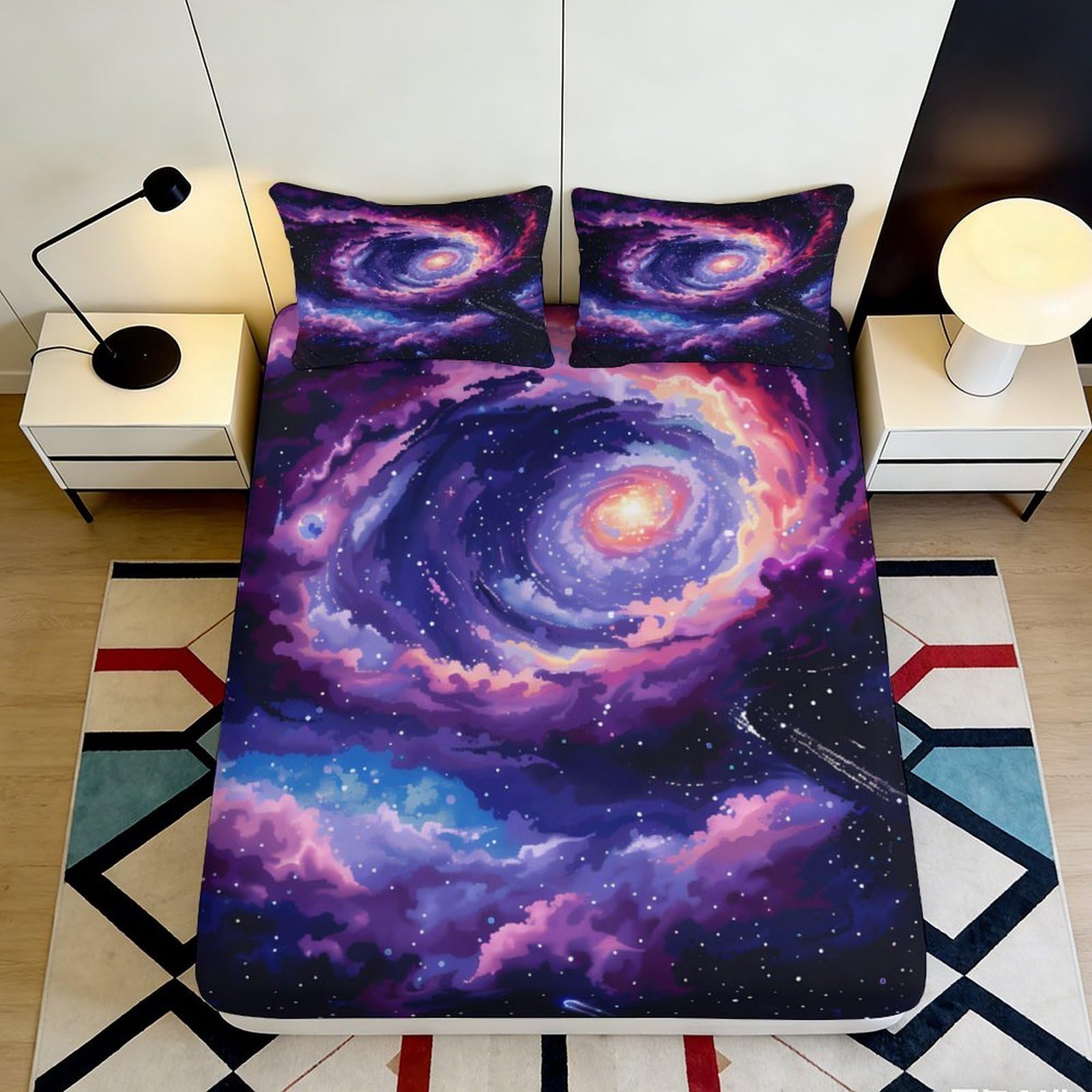 3D Printed Skateboard Silhouette Fitted Sheet Microfiber Anti-Slip Urban Graffiti Bed Cover for Bedroom Dorm All Ages 90x200x25cm