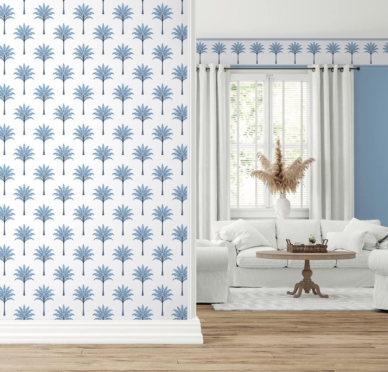NextWall Harry & Grace Montgomery Palm Peel and Stick Wallpaper (Blue Lake)