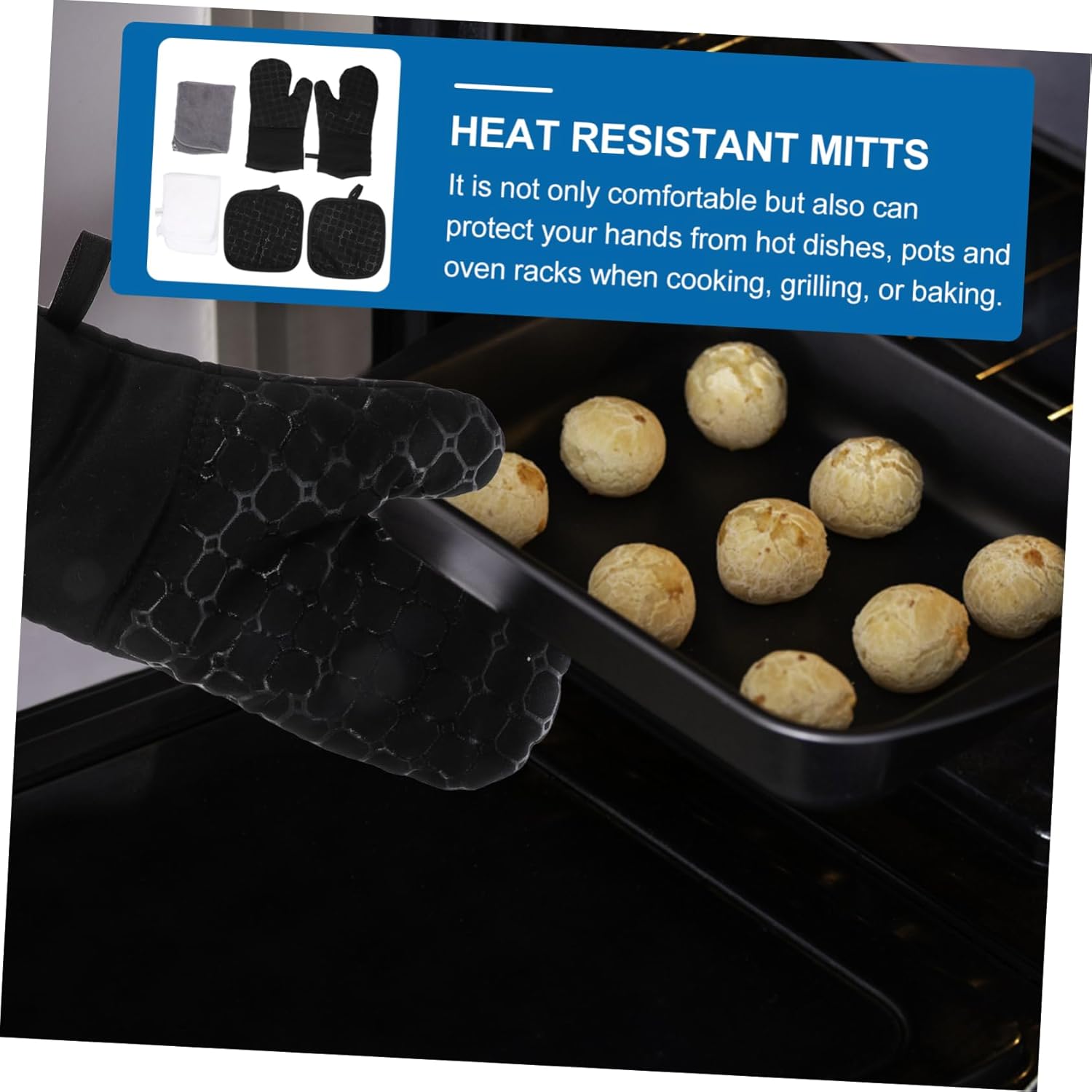 COLLBATH 2sets Oven Mittens and Towels Pot Holder Mats Non- Kitchen Cooking and Baking Tools for and Baking Enthusiasts