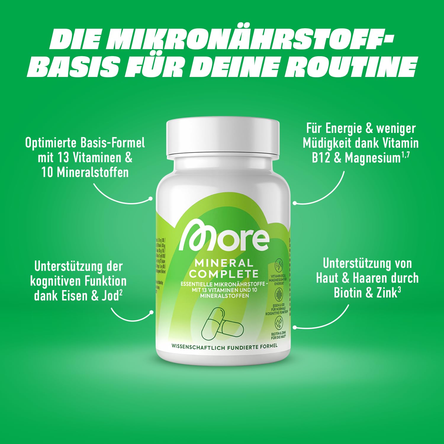 More Mineral Complete, 90 Kapseln | mit Vitaminen und Mineralstoffen, vegan, made in Germany