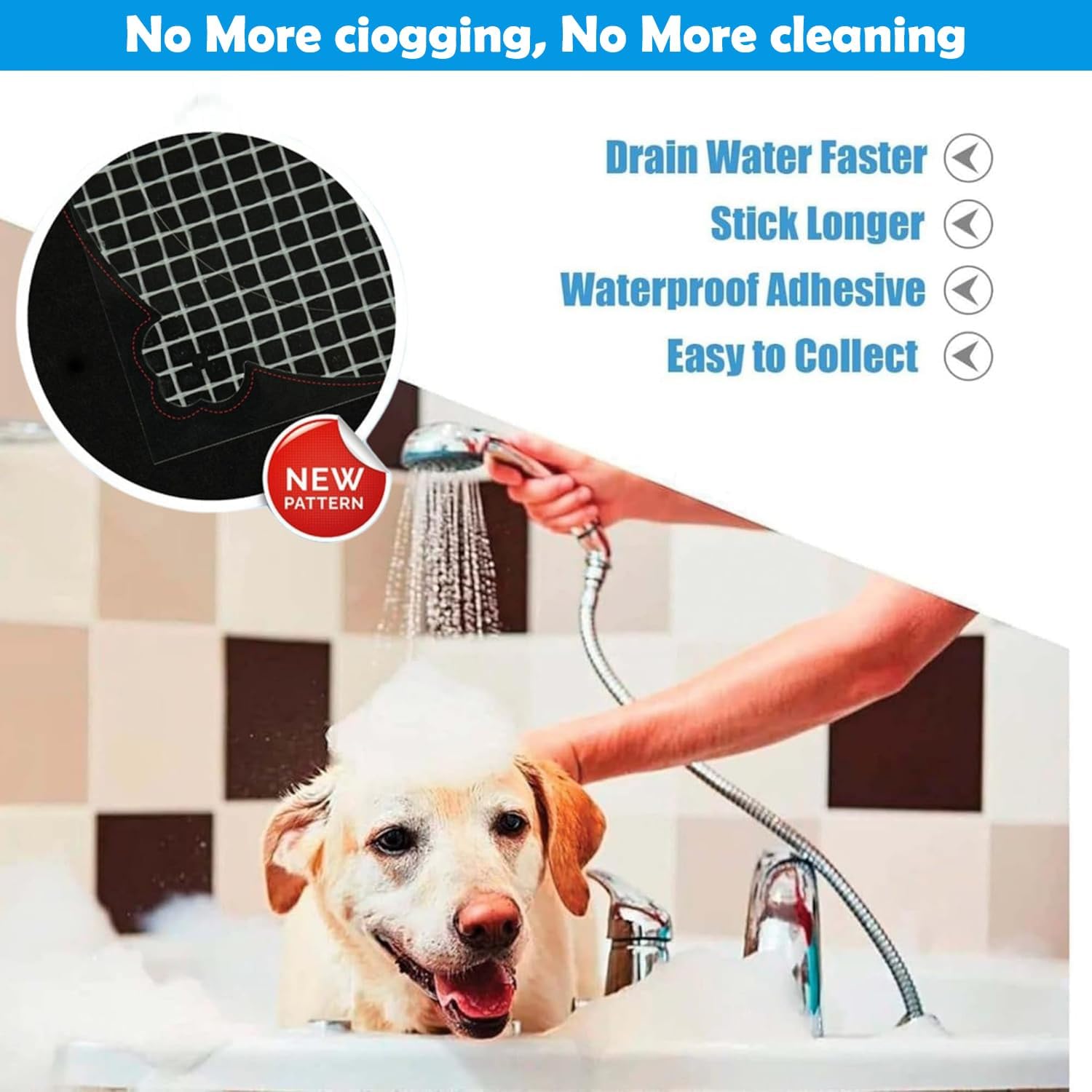 Shower Drain Cover Hair Catcher - 15 Pcs Disposable Hair Drain Stickers Shower Drain Mesh Stickers, Bathroom, Laundry, Bathtub, Kitchen, Sink, for Human and pet Hair (Square) image 3