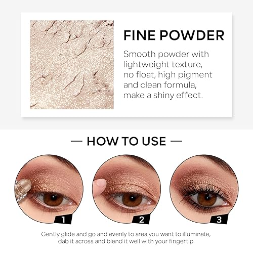 Miniatura 6 de KYDA Sombra de ojos en polvo enrollable de 3 colores, sombra de ojos holográfica con purpurina, maquillaje en polvo de sombra de ojos de sirena