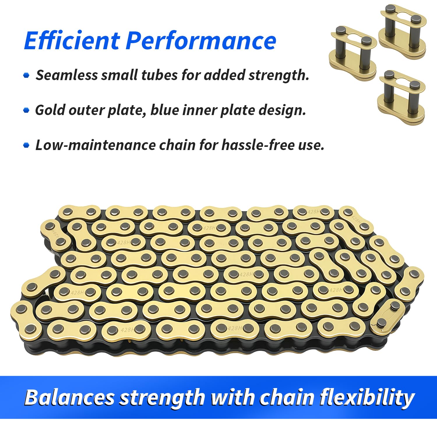 428H Drive Chain 140 Link with 6pcs Connecting Master Link Connecting Master Link Motorcycle Bicycle Go Kart Mini Trail Bike — Amazon image 2
