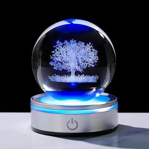 Miniatura 15 de Figura de Hada de Cristal 3D de 3.15 pulgadas, Regalos para Mujeres, Esfera de Cristal Coleccionable de Bruja para su Habitación con Base de Luz