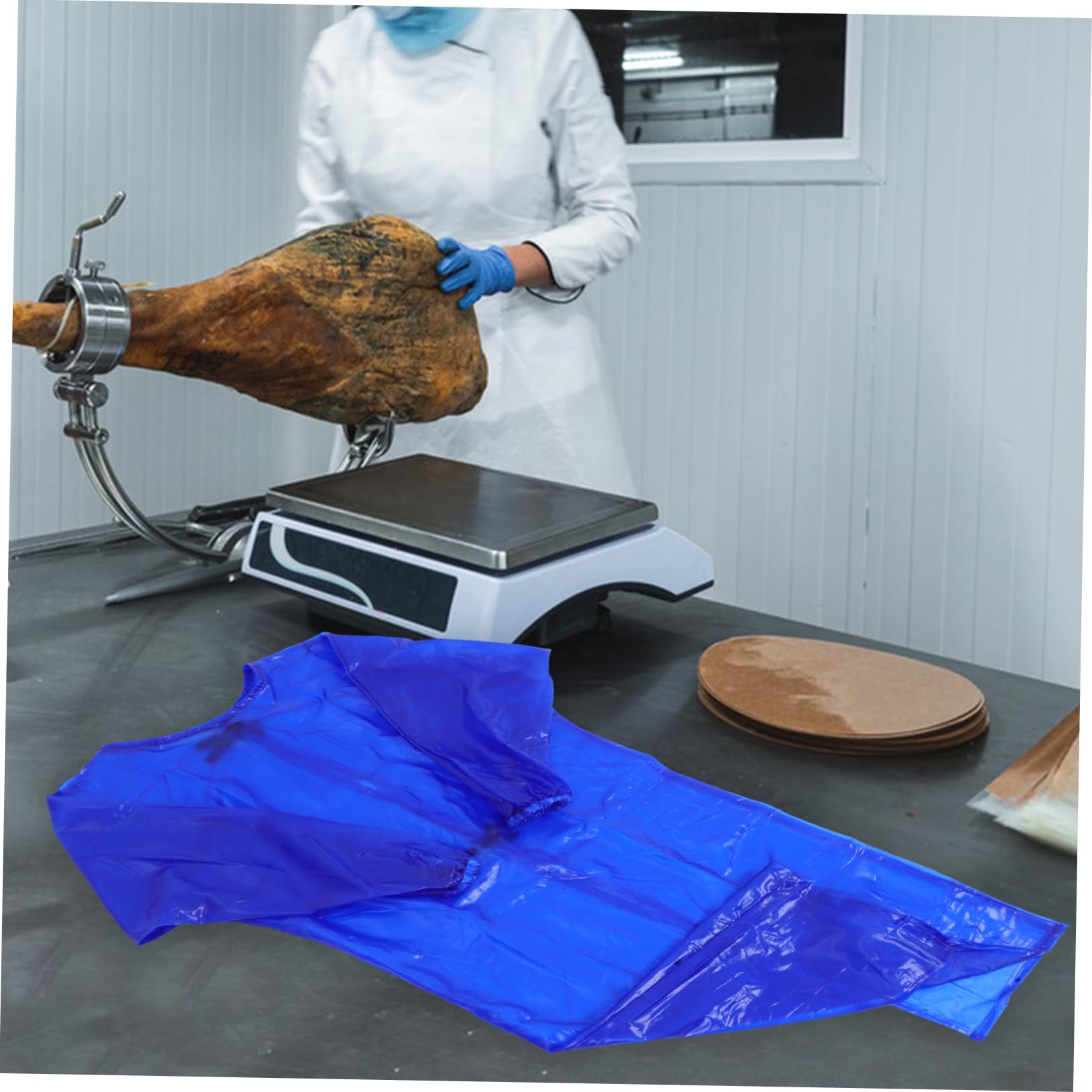 NUOBESTY Langarmbluse wasserdichte Schürze Laborkittel Schürzen Masse Bulk-Schürzen Küchenschürzenärmel Geschirrspülschürze wasserdicht Laborjacke PVC Blue