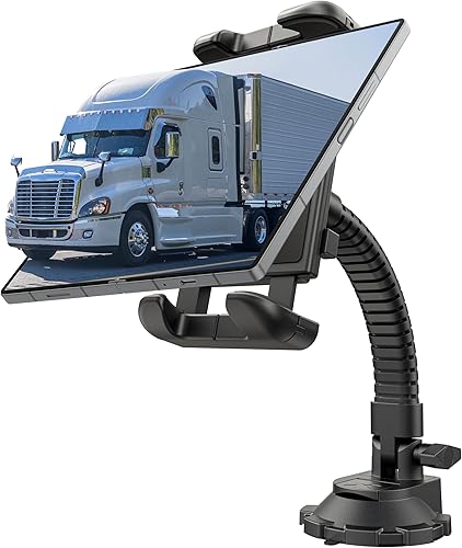 Bracketron TekGrip - Soporte para tablet para parabrisas y tablero de automóvil, soporte ajustable de 360 con cuello de cisne, compatible con iPads,