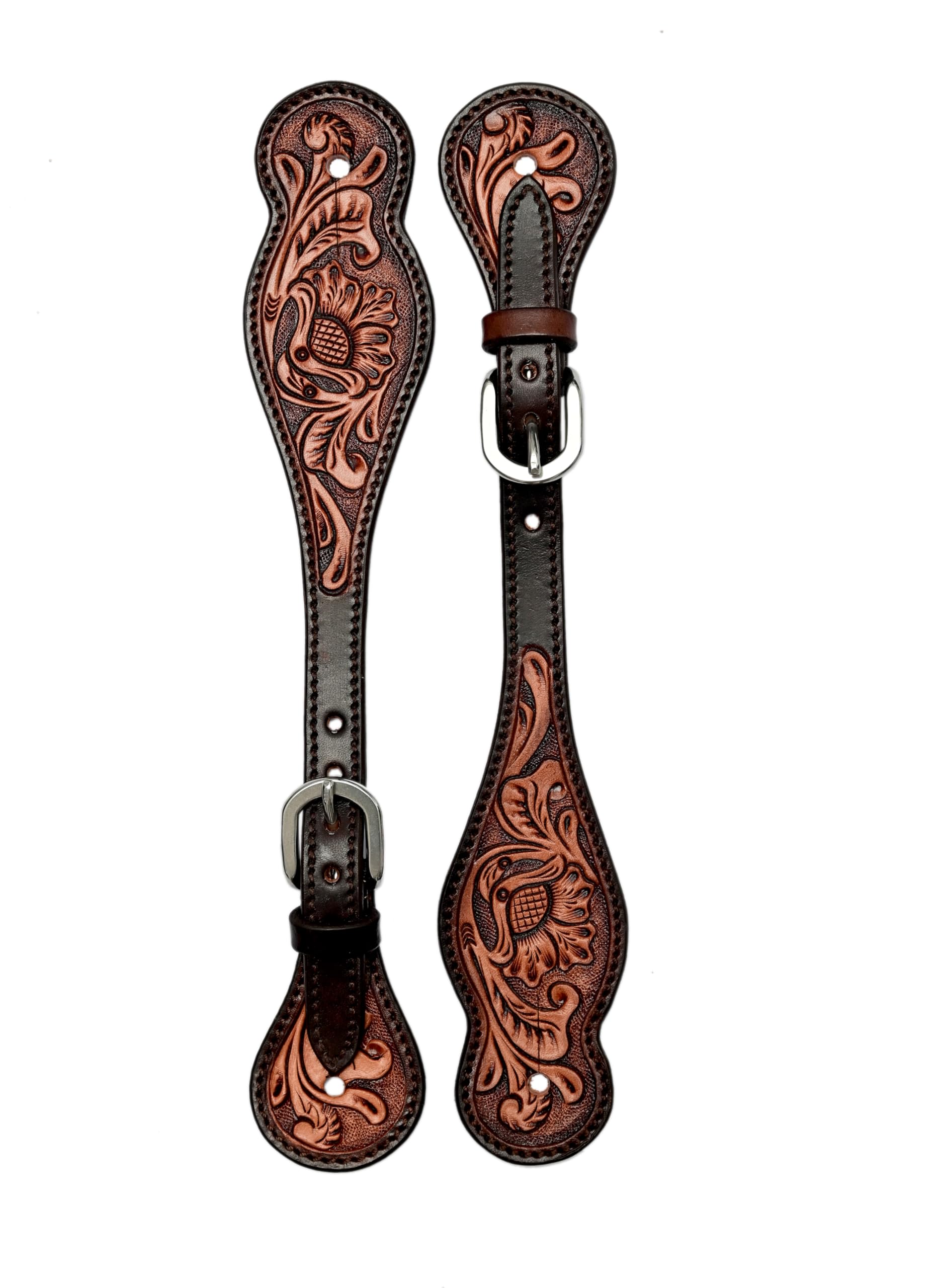 BLACK HOOF Sporenriemen aus Leder, zweifarbig, für Reiter, Westernmänner, Frauen, verstellbare einlagige Sporenriemen, Reitzubehör