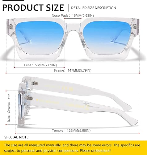 Miniatura 4 de SHEEN KELLY Lentes de sol cuadrados retro para hombres y mujeres, a la moda, rectangular, grueso, marco grueso, negro, lentes de moda de los años 90