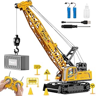 Cheffery Remote Controlled Crane Toy, 1:16 RC Crane with 13 Channels, 2.4G Crane Toy with Lights, Spray Mist, Realistic Sound Effects, Large Cranes, Construction Vehicles, Gifts for Children 6+ Years
