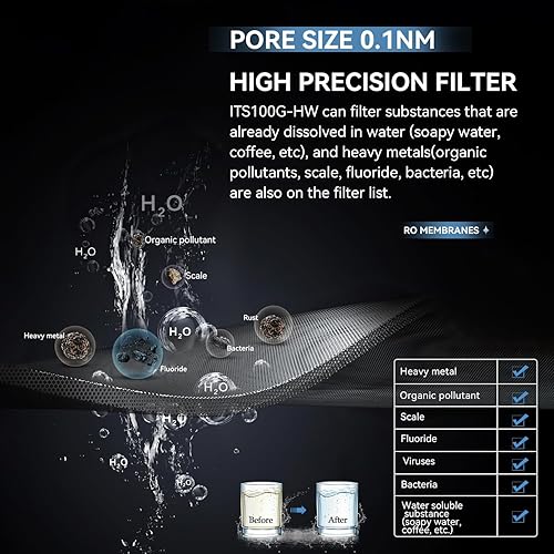 Miniatura 4 de Filtro de agua portátil con filtro híbrido y RO, sistema purificador de agua de senderismo para camping, purificación de equipo de supervivencia