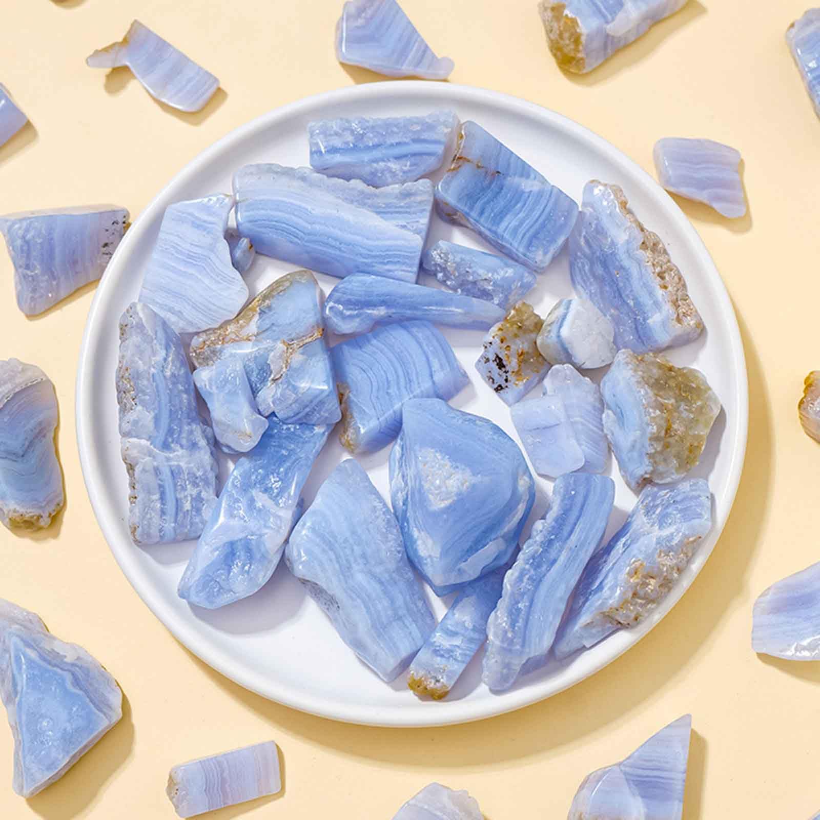 Kryształy, Chalcedon z niebieskimi żyłkami Szorstki kamień na prezenty(500g mixed pack)