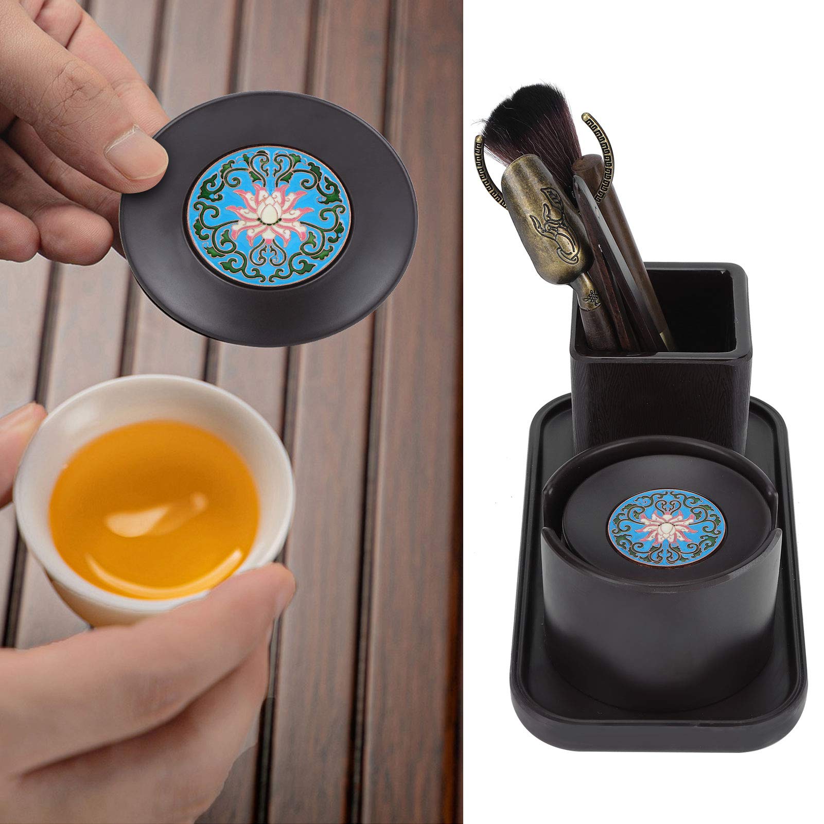 Set 6 Utensili Da Tè In Legno Wengé | Accessori Cerimonia Del Tè Gongfu - Regalo Elegante - Foto 5