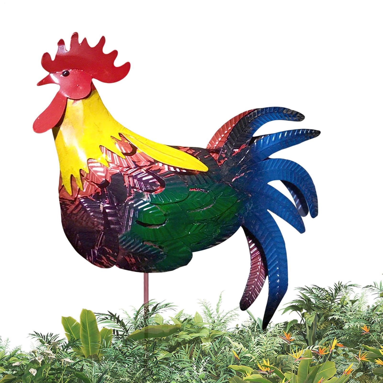 Iron Cockerel Statue, Garden Statue, Outdoor Metal Chicken Statue - Yard Hen Chicken Decoration - Cast Iron Cockerel Statues for Yard Garden -