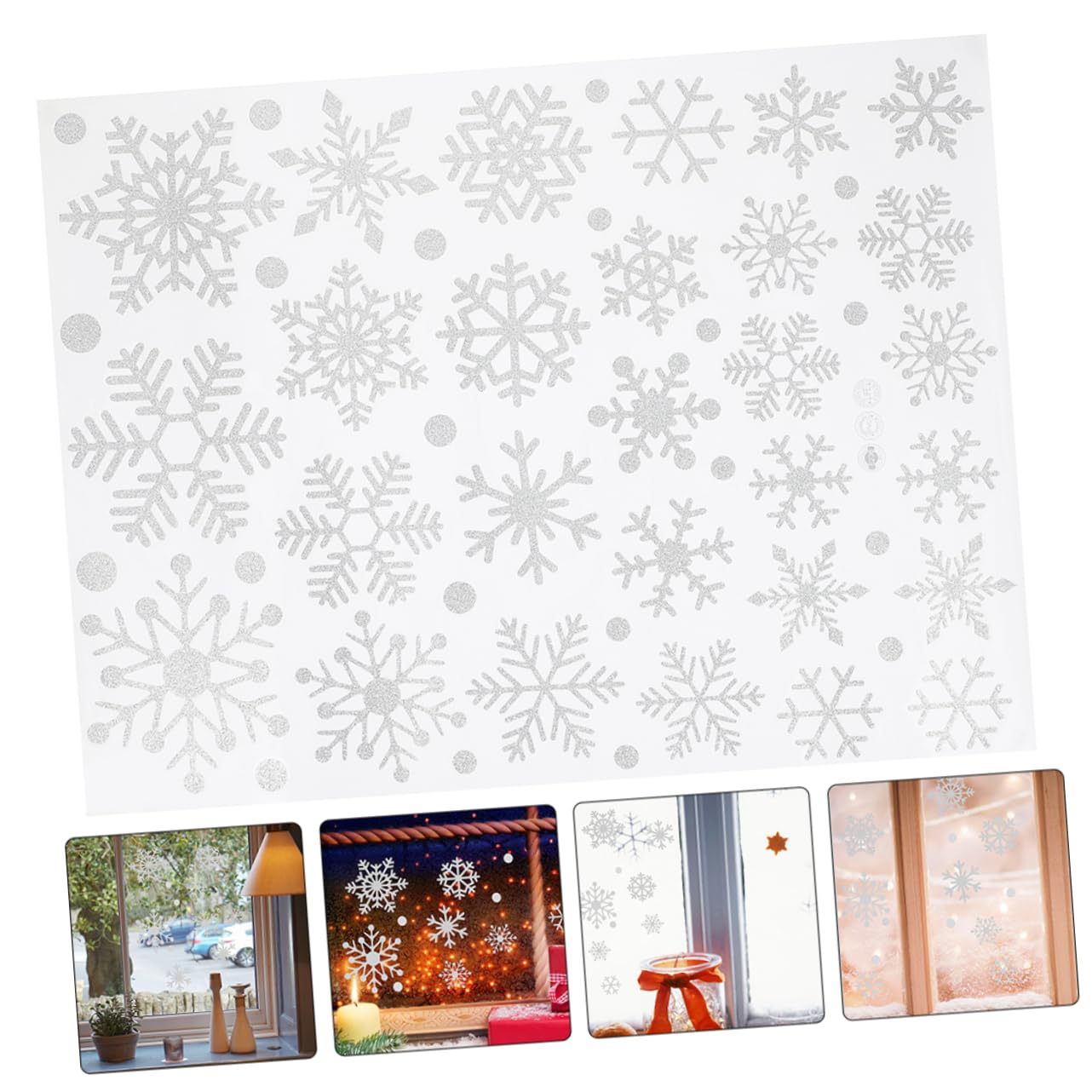 ARTIBETTER 5fogli Fiocchi di Adesivi Natalizi Decorazioni per Finestre Adesivi Natalizi per Superfici Lisce