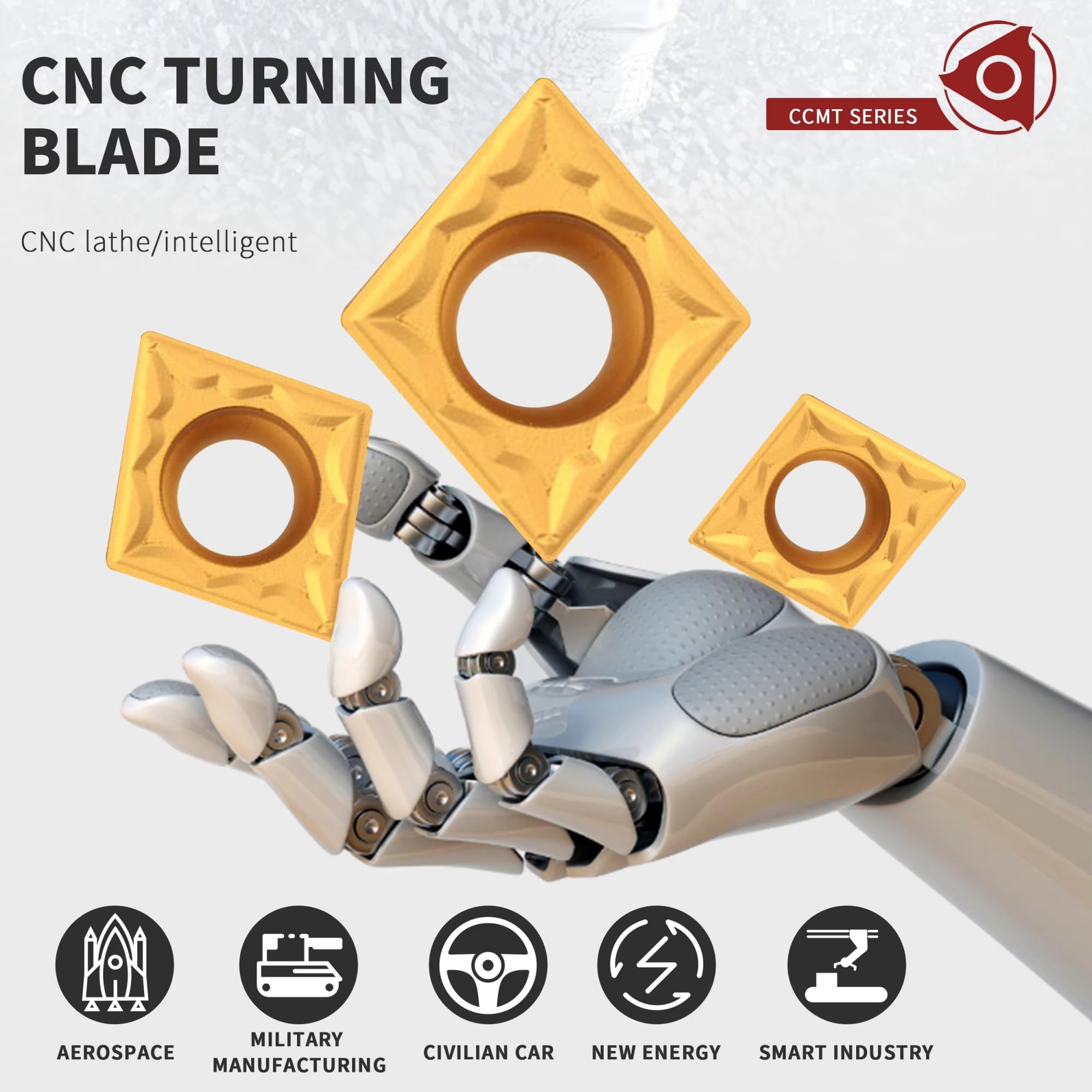 10 Pz CCMT09T304-HMP NC3030 CCMT09T308 Inserti A Controllo Numerico Utensili Per Tornio Tornitura Lavorazione Dell'acciaio Resistente All'usura(CCMT09T304HMP NC3030)