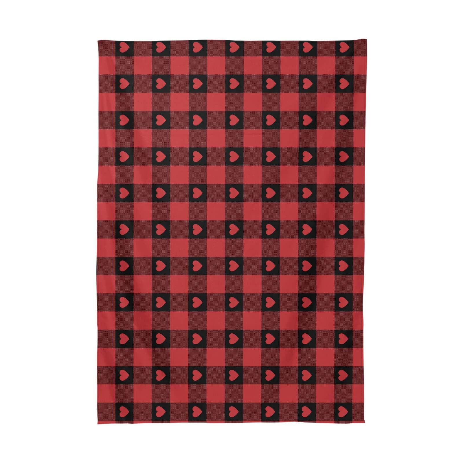 Valentine's Day Tablecloth - Waterproof Red Heart Buffalo Plaid Rectangle Table Cover, 52x72 Inch