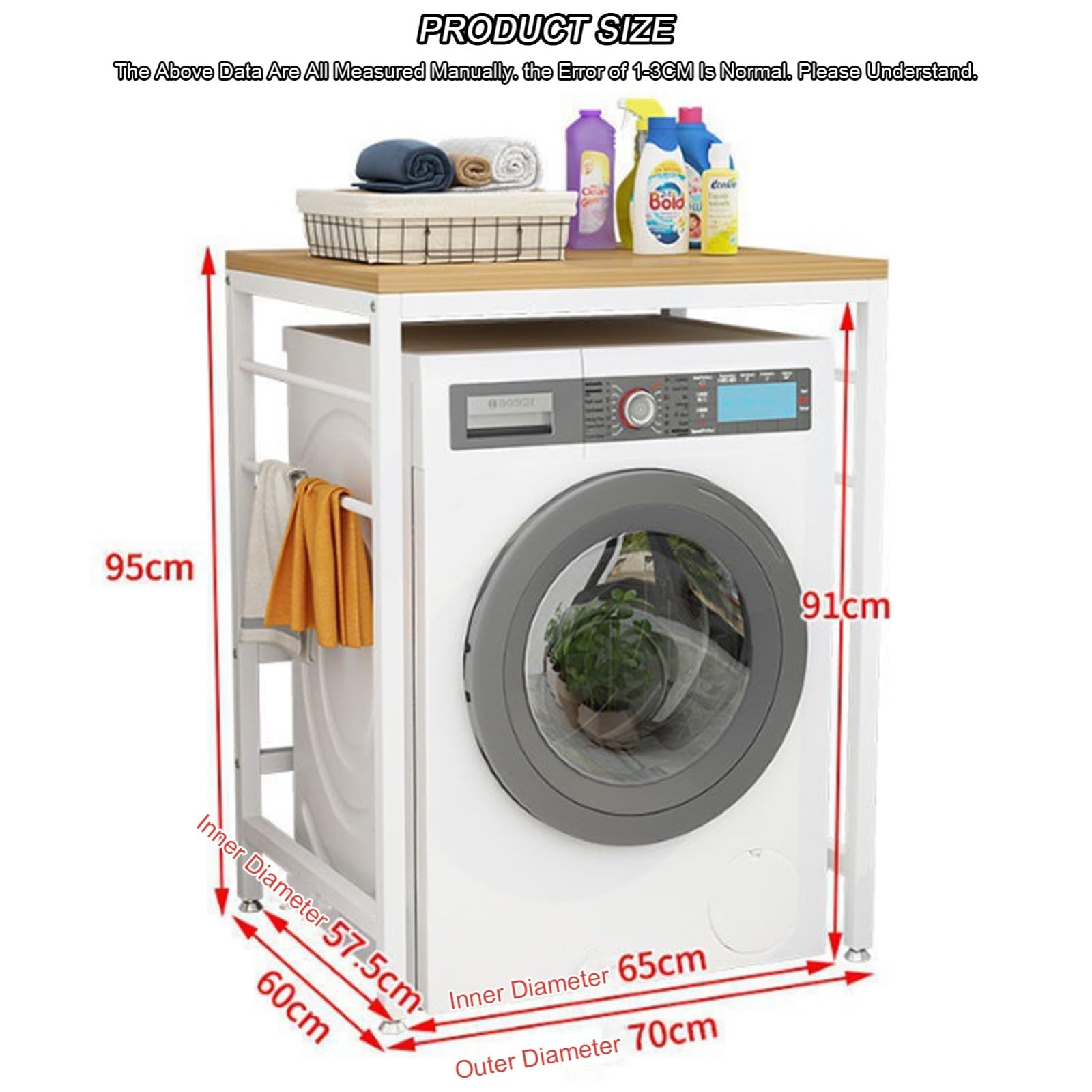 Scaffale sopra La Lavatrice Asciugatrice da Pavimento per Uso Domestico Lavastoviglie Scaffale per Lavatrice per Bagno Cucina Balcone Lavanderia B,70 * 60 * 95CM