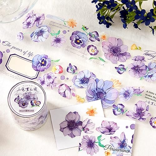 Miniatura 5 de Rollo de calcomanías de flores naturales 2 rollos con orquídeas y tulipán calcomanías de flores florales calcomanías de vinilo para juguetes regalos