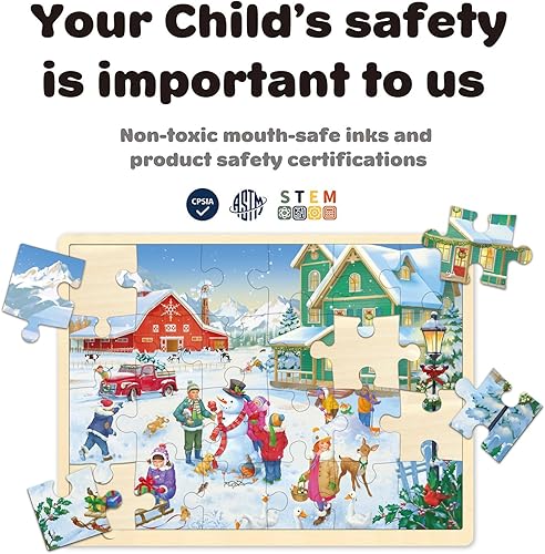 Miniatura 3 de Rompecabezas de Navidad para niños de 3 años, rompecabezas de 24 piezas para niños de 3 a 5 años de edad en la granja navideña de Feliz invierno,