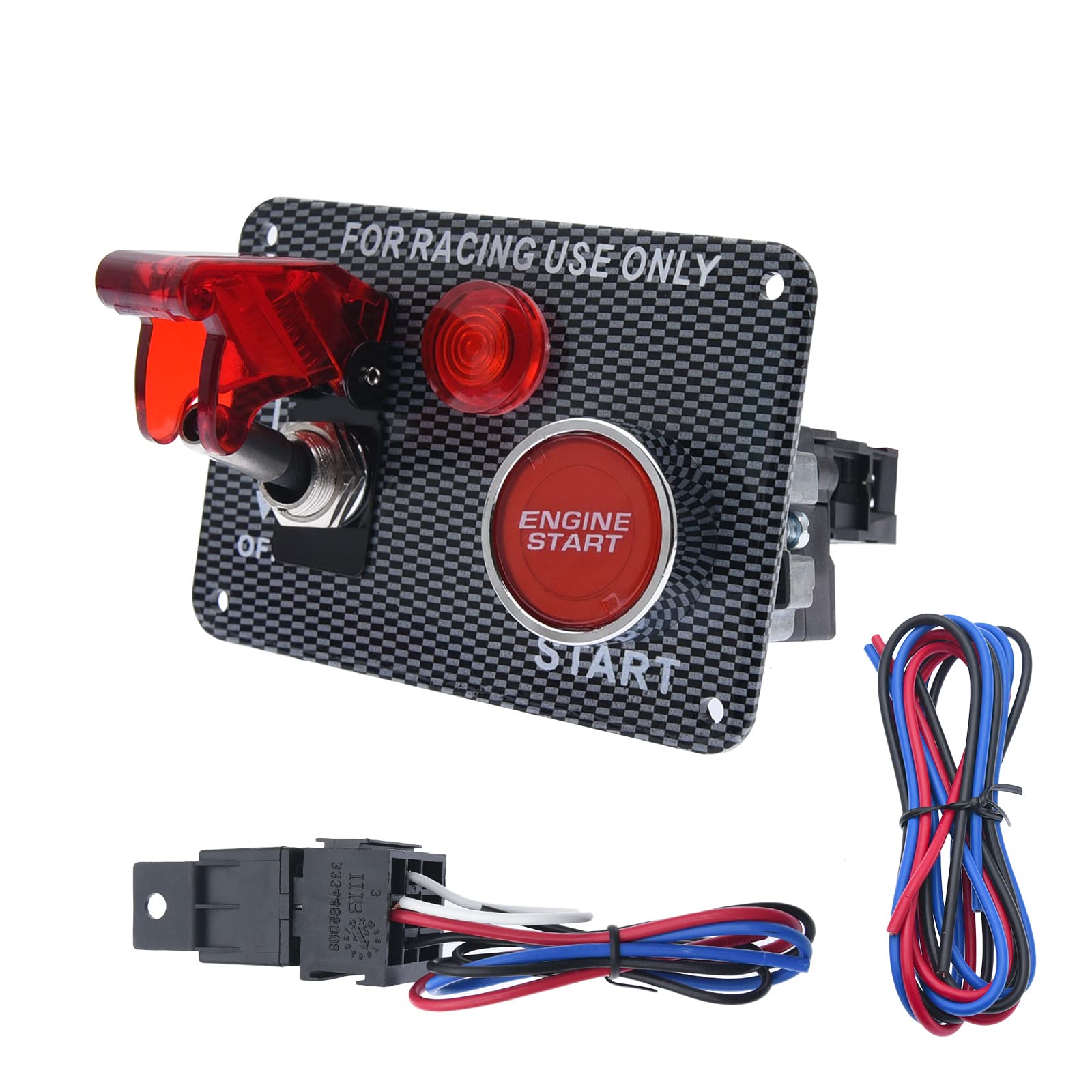5in1 LED Toggle Engine Start Switch For Racing Cars LED Toggle Ignition Switch Panel 5-in-1 - 12V Engine Start Button With Relay For Racing Cars & Trucks 12v Switch Panel - Foto 6