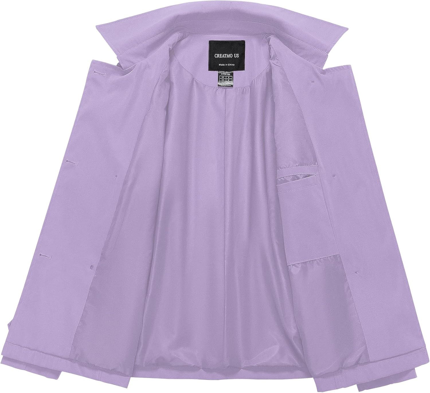 CREATMO US Women's Cropped Trench Coat Classic Double Breasted Lapel Jacket Water Repellent Outerwear - Image 3