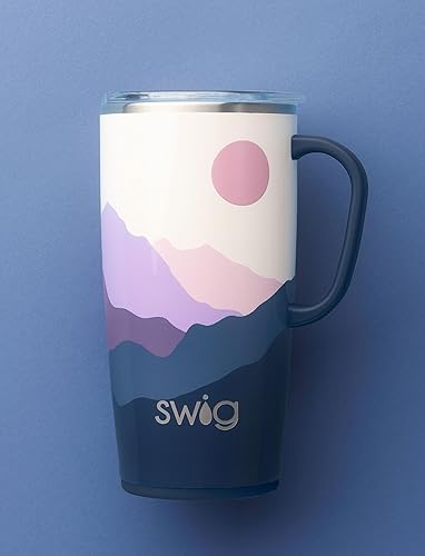Vista 116 de Swig Life - Taza de café de viaje de 22 onzas, vaso con aislamiento térmico con asa y tapa, para portavasos y lavavajillas, de acero inoxidable