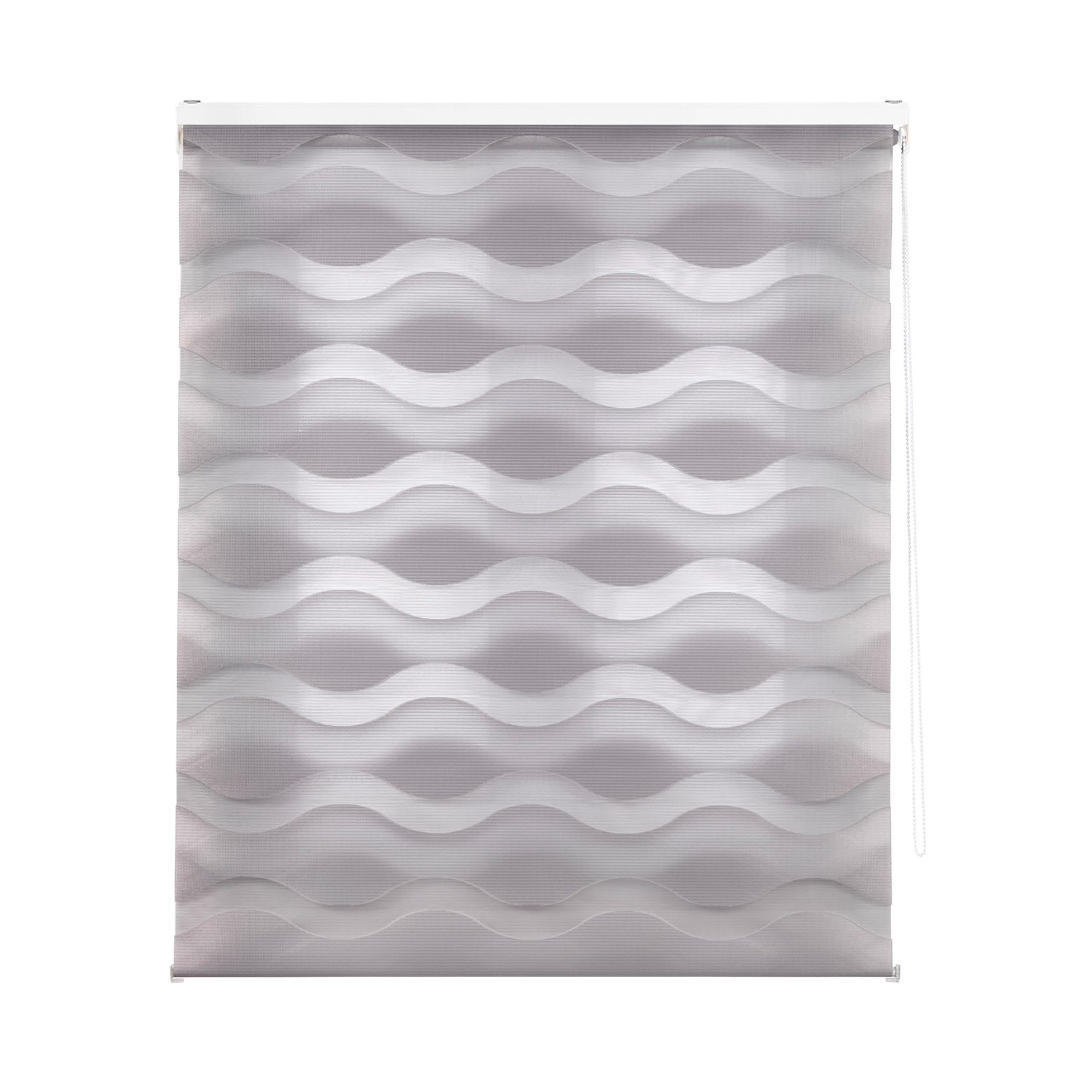 Blindecor Lira Roleta dzień i noc, zasłona wewnętrzna, eleganckie zasłony dzień i noc, 140 x 180 cm, Srebrno-Szare Fale