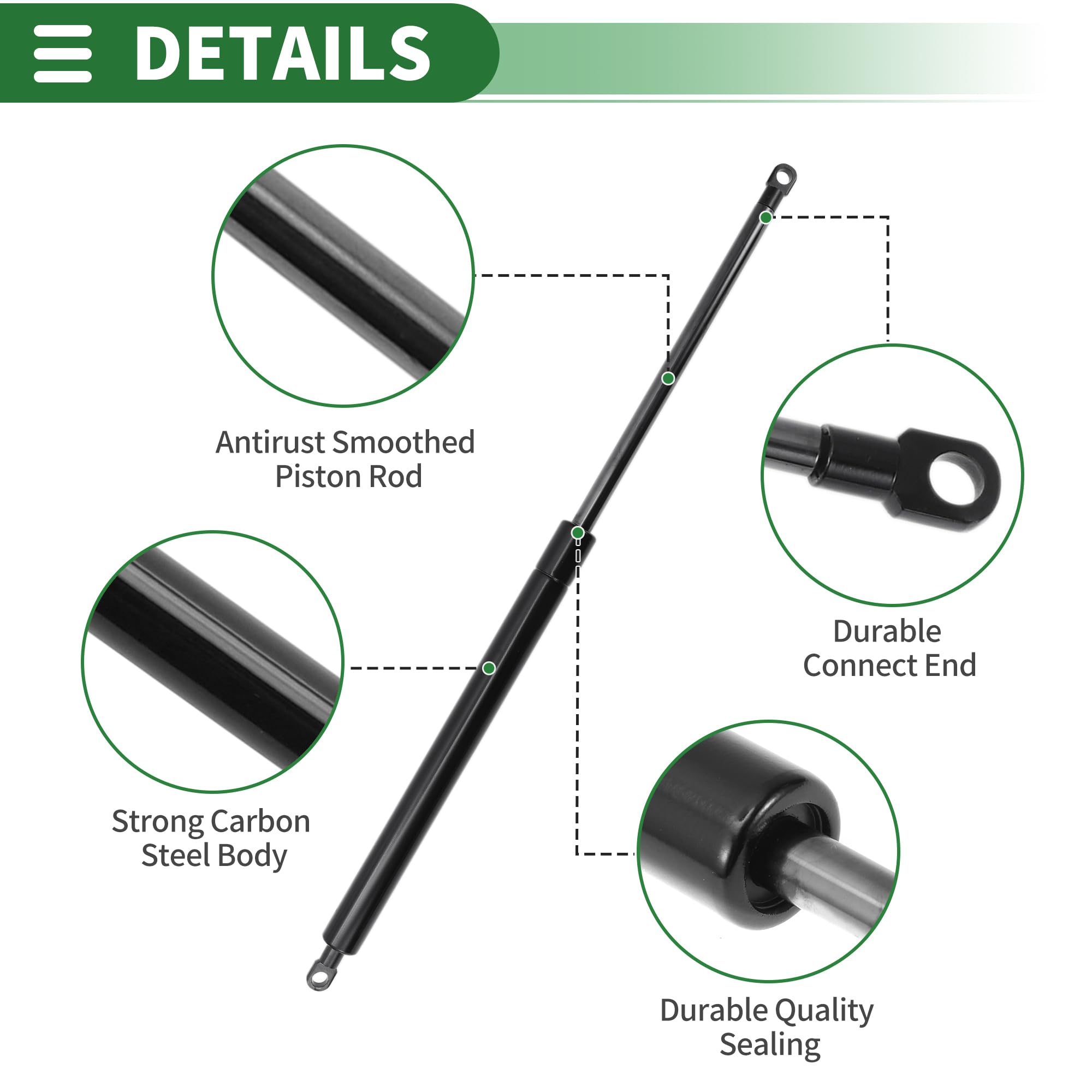 Motoforti Vérins À Gaz Noirs 1250N 2 Pièces 500Mm Pour Rangement
