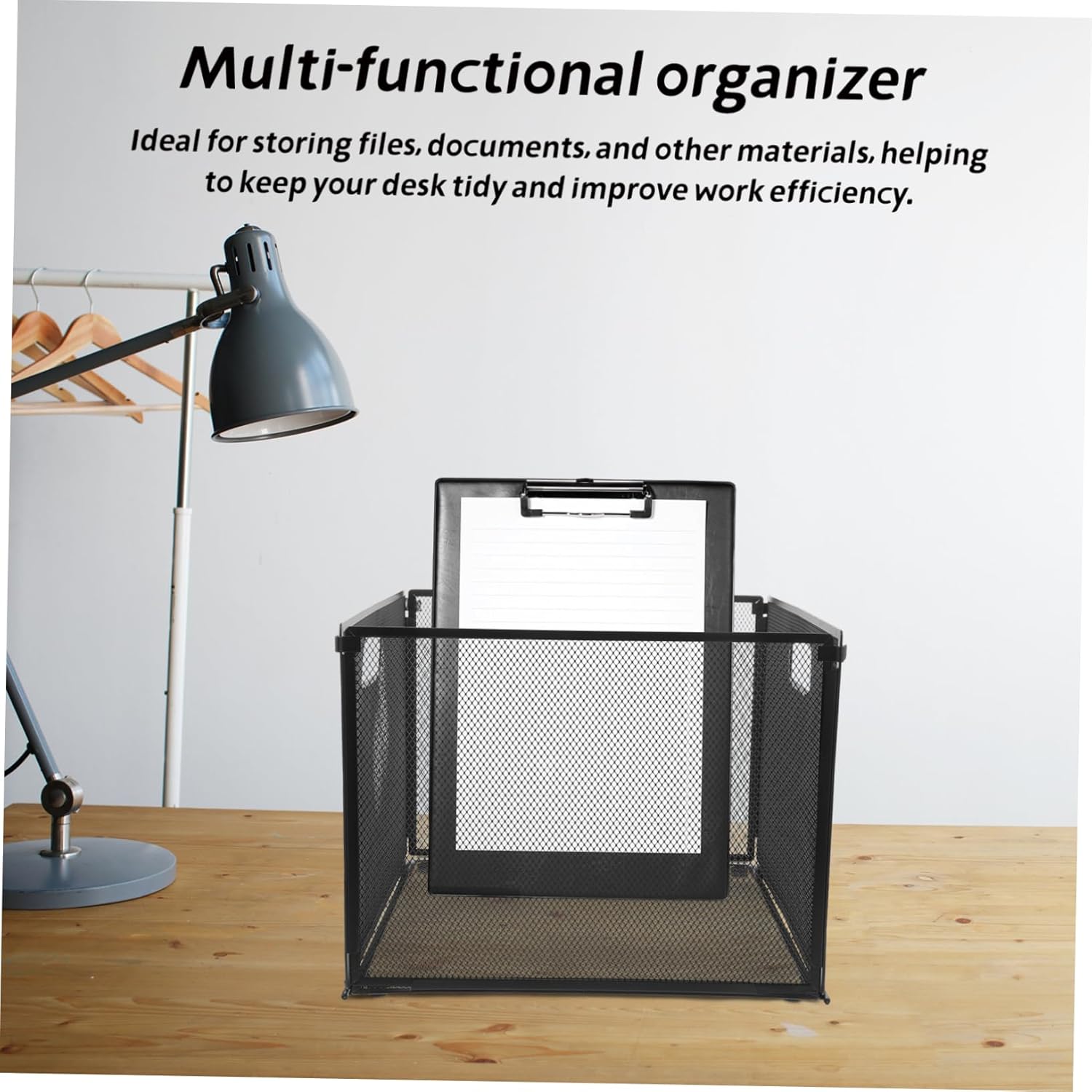 Lurrose Document Holder Mesh File Organizer Metal File Box for Desk for Library and Office