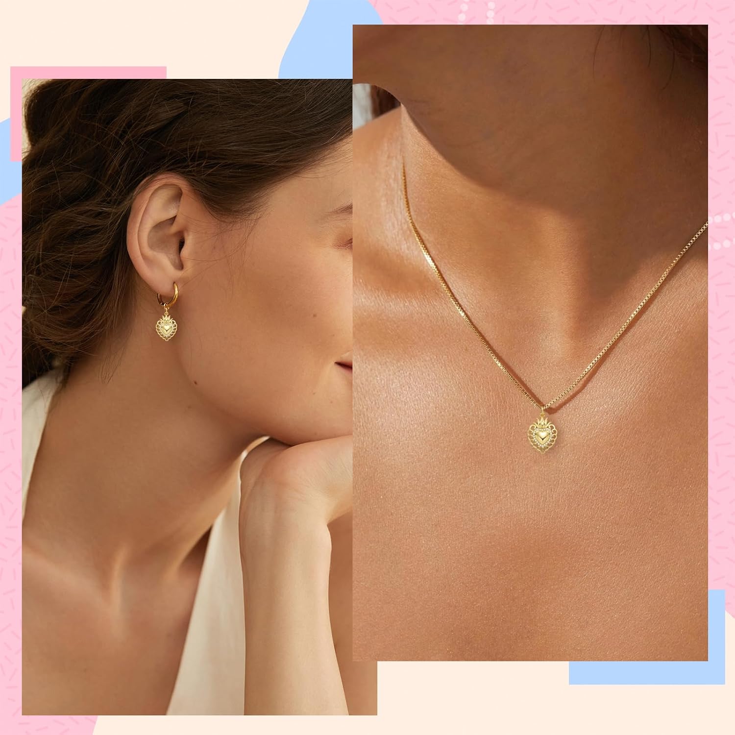 5Pcs Heart Charms for Jewelry Making Real 18K Gold Plated Crystal Charms Brass Clear Cubic Zirconia Valentine's Day Pendants for Earring Bracelet Necklace DIY Crafts - Image 7