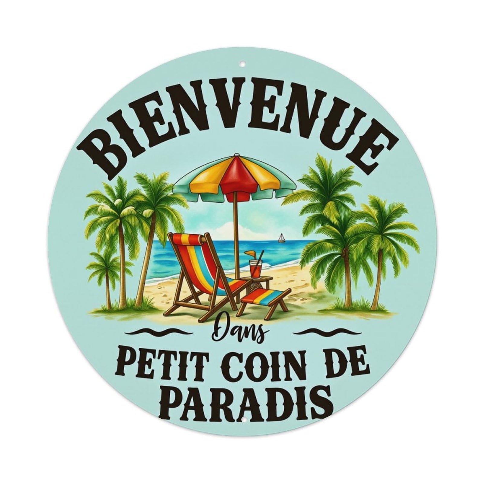 Welcome To Little Corner Of Paradise Round Tin Sign Vintage Metal Sign Home Bar Garden Indoor & Outdoor Wall Decor Retro Metal Poster 8x8 Inch
