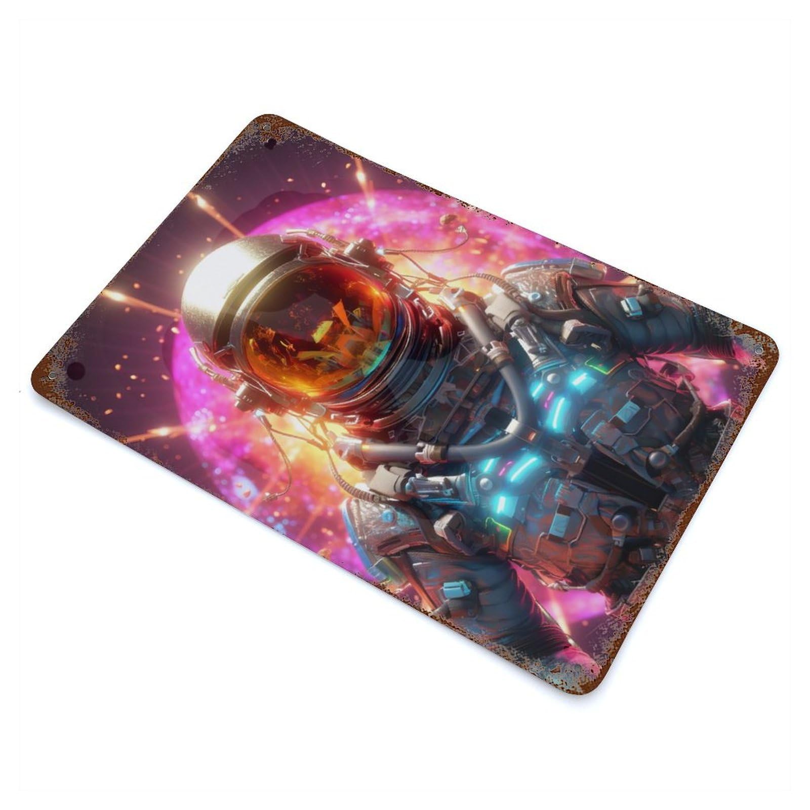Retro Metal Sign with Psychonaut Spaceman Design 11.8"x7.9", for Living Room, Hallway And Home Decor, Vintage Wall Decor