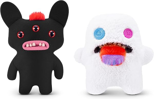 Fuggler Hairy Fuggs de 23 cm Serie 1 de ZURU, Juguete de Peluche Funny Ugly Monster, 2PK(Oogah Boogah - Hairy Tongue and Reeko - Mohawk - Black)