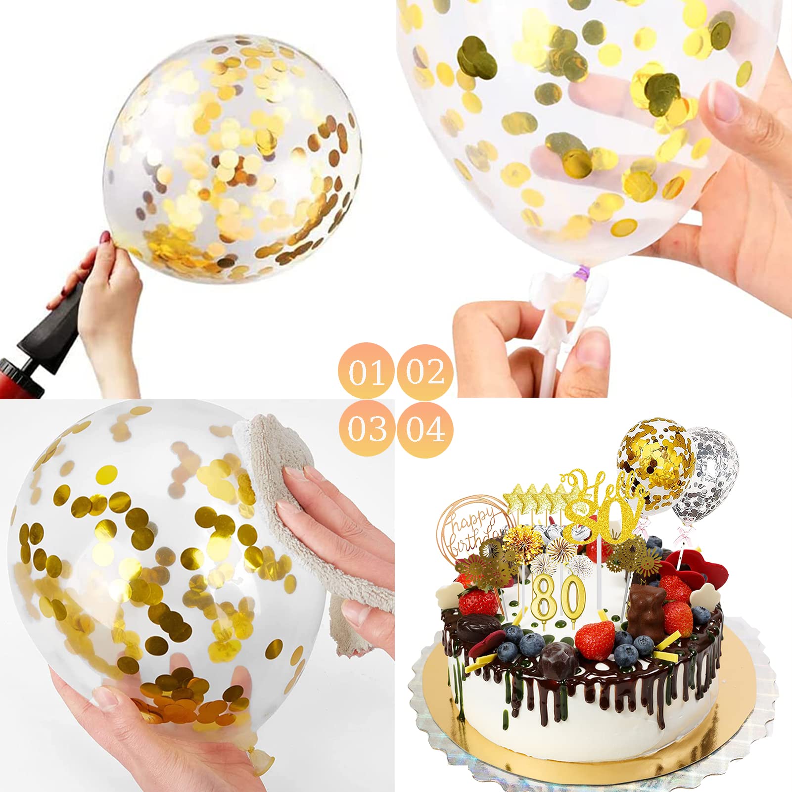 BOUBONI Lot de 48 décorations de gâteaux – Décorations de cupcakes en forme de ballons, boules en mousse pour fête d'anniversaire, de mariage, décoration de gâteau (or rose, rose, blanc, doré BOUBONI Lot de 48 décorations de gâteaux – Décorations de cupcakes en forme de ballons, boules en mousse pour fête d'anniversaire, de mariage, décoration de gâteau (or rose, rose, blanc, doré