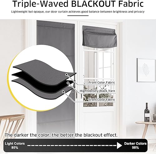 Miniatura 4 de NICETOWN Shadeo romana sin taladrar para ventanas, sin herramientas, persianas para puerta de sala de estar, dormitorio, aislamiento térmico de