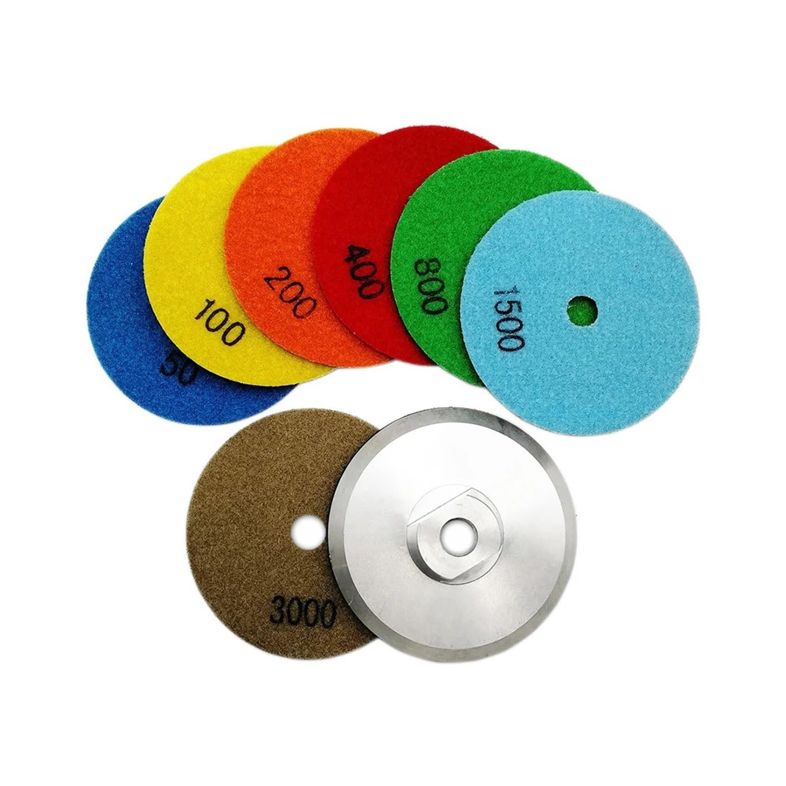 7 unids/set 80mm almohadilla de pulido en seco Flexible de diamante 1 pieza respaldo a base de aluminio granito mármol cerámica 3 "disco de lijado(7 pads and 1 backer)