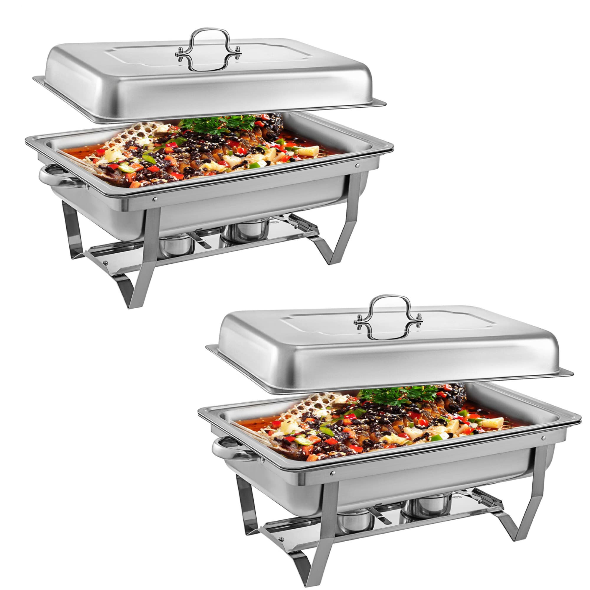8 QT Zestaw Bufetowy Do Naczyń Chafing Dish 2 Opakowania Podgrzewacz Do Żywności Ze Stali Nierdzewnej Taca Obiadowa Samoobsługowa Zastawa Stołowa Na Wesela Przyjęcia Bankiety Catering Wydarzenia