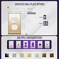 Vista 162 de ENERLITES Placa de pared de metal dúplex para receptáculos, cubierta de salida de acero inoxidable, resistente a la corrosión, tamaño de 1 banda