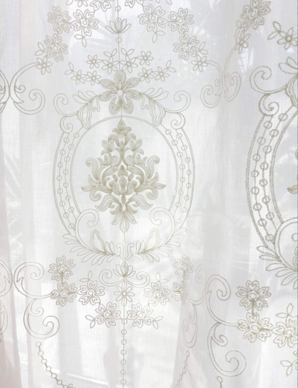 Lactraum Living Room Curtains with Eyelets White Translucent Embroidered Vintage Classic Voile (Normal) 300 x 245 cm
