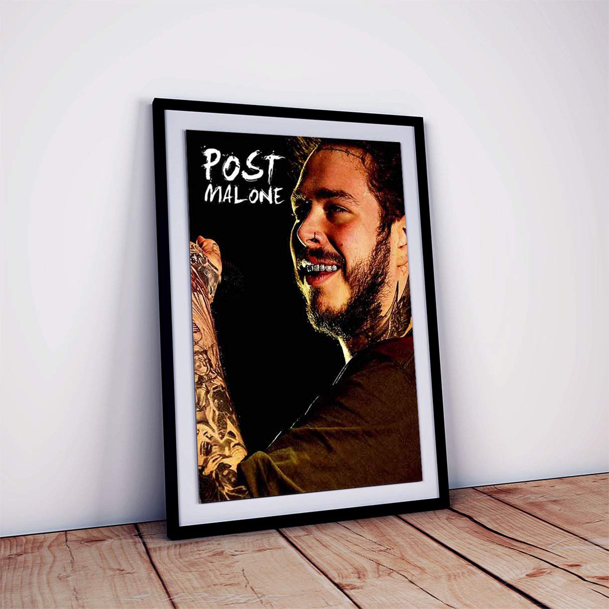 American Rapper and Singer Post Malone Poster Framed Wall Hanging Decorative Item for Home Decor (Multicolour, 12 X 18 inch, Framed)