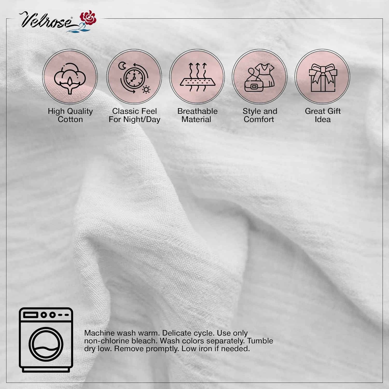 Velrose Women's Cotton Full Slip Soft Under Dress Nightgown Loungewear with Wide Strap and Scallop Lace Trim Style 801 White - Image 4