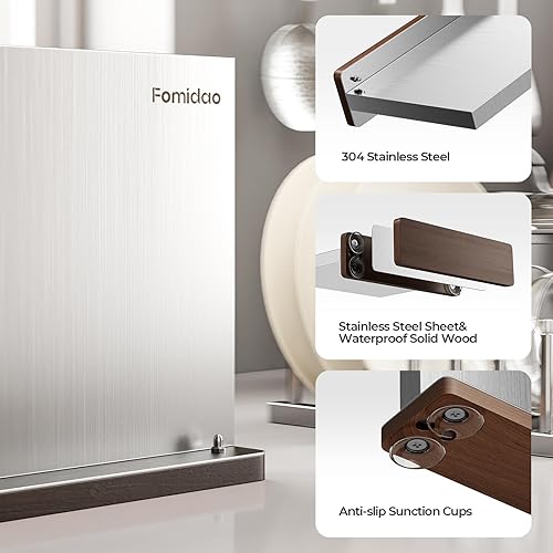 Miniatura 7 de Bloque magnético para cuchillos, soporte magnético de acero inoxidable para encimera de cocina, soporte de almacenamiento de cuchillos magnético de