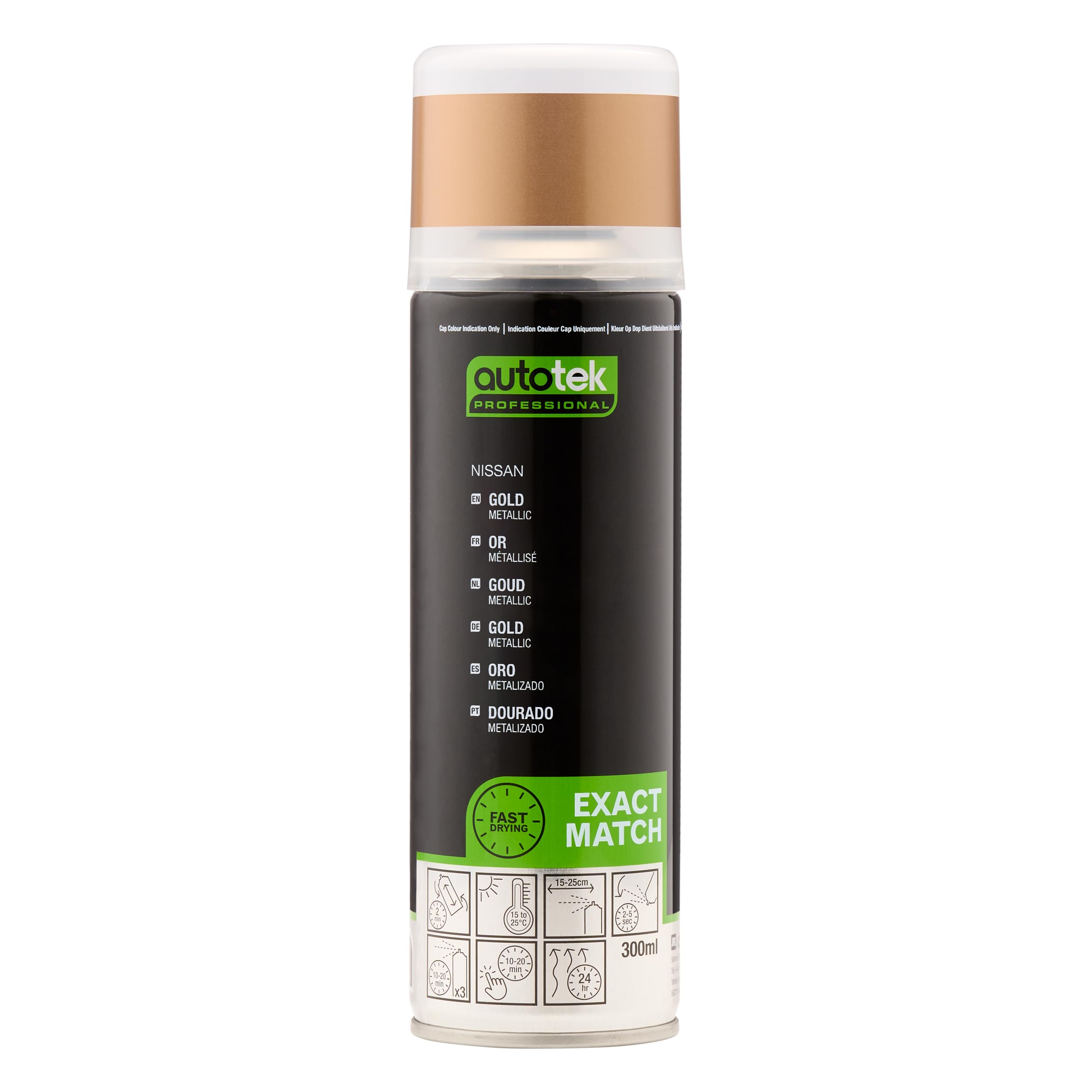 Autotek Professional Exact Match Car Spray Paint, Nissan Gold Metallic Aerosol Spray, 300 ml