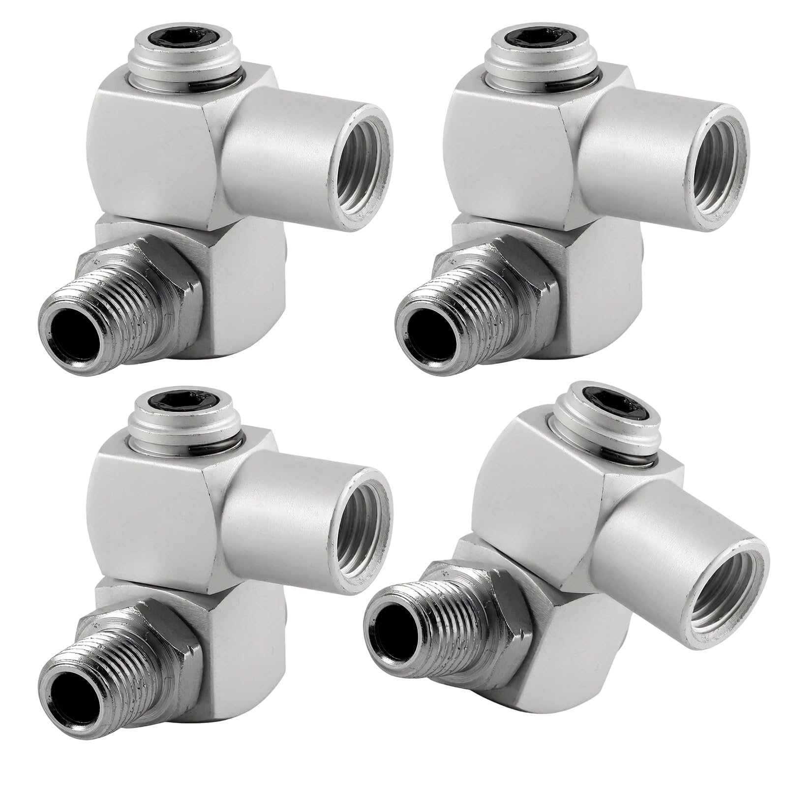 4Pack Durability Aluminum Pneumatic Rotary Fitting 360 Degree Swivels Connector for Leakproof Connection Pneumatic Rotary Adapter